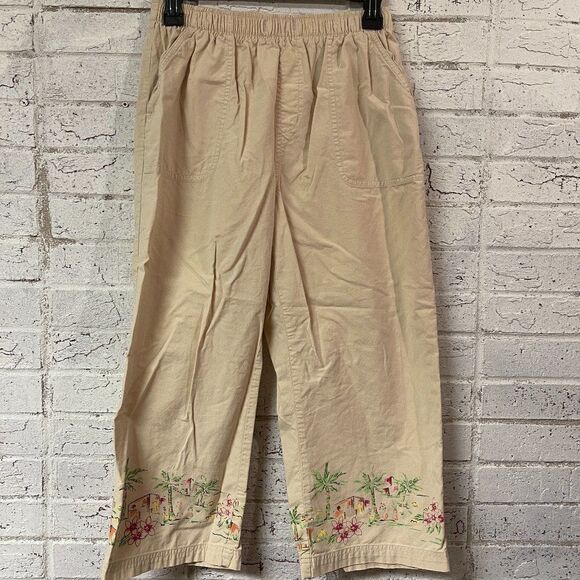 Pappagallo Khaki Cropped Pants Small - Picture 1 of 10